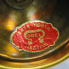Norwegian Odel Brass Candleholder three arms with green glass shades 1960s