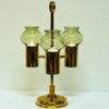 Norwegian Odel Brass Candleholder three arms with green glass shades 1960s