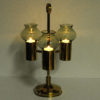 Norwegian Odel Brass Candleholder three arms with green glass shades 1960s