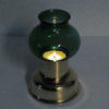 Norwegian vintage Odel Brass Candleholder with green glass shade 1960s