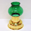 Norwegian vintage Odel Brass Candleholder with green glass shade 1960s