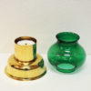 Norwegian vintage Odel Brass Candleholder with green glass shade 1960s