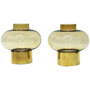 Norwegian vintage pair of Brass Candleholders by Colseth 1960s