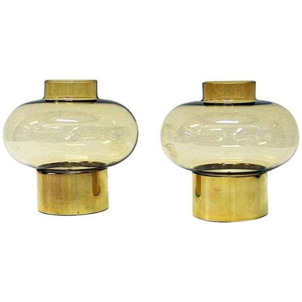 Norwegian vintage pair of Brass Candleholders by Colseth 1960s