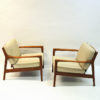 Swedish pair of teak lounge chairs mod USA 75 by Folke Ohlsson for DUX 1960s