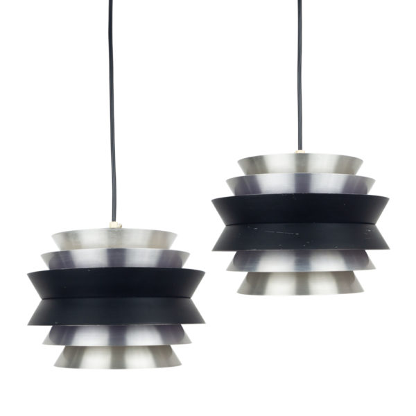 Pair of Swedish vintage pendant lamps Trava by Carl Thore, Granhaga, 1963