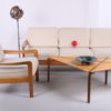 Scandinavian 3-seater sofa and armchair white Creme 1960 Scandinavian 3-seater sofa and armchair white Creme 1960