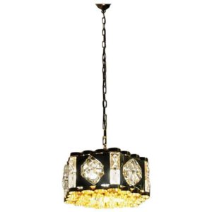 Majestic Norwegian brass and glass ceiling lamp by AS Metall service 1970s