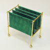 Scandinavian vintage suede leather and brass newspaper holder 1960s