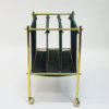 Scandinavian vintage suede leather and brass newspaper holder 1960s
