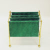Scandinavian vintage suede leather and brass newspaper holder 1960s