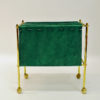 Scandinavian vintage suede leather and brass newspaper holder 1960s