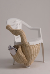 kintsugi plastic chair and rattan