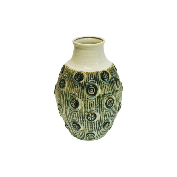Ceramic vintage vase with symbols West Germany 1960s
