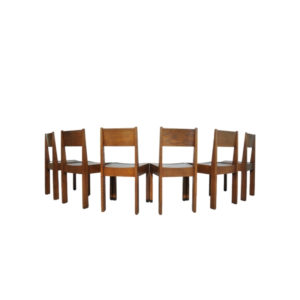 Set of 6 vintage Haagse School oak dining chairs, Netherlands Art Deco 1930s