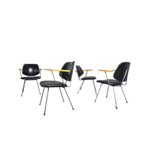 Set of 4 mid-century vintage industrial dining chairs by Wim Rietveld for Kembo, Netherlands 1950s