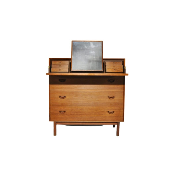 Vintage Teak vanity dresser chest of drawers by Peter Hvidt & Orla Mølgaard Nielsen for Søborg Møbelfabrik, Denmark 1950
