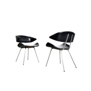 Pair of vintage tube frame chairs by Gebr De Wit in Schiedam Netherlands 1950s