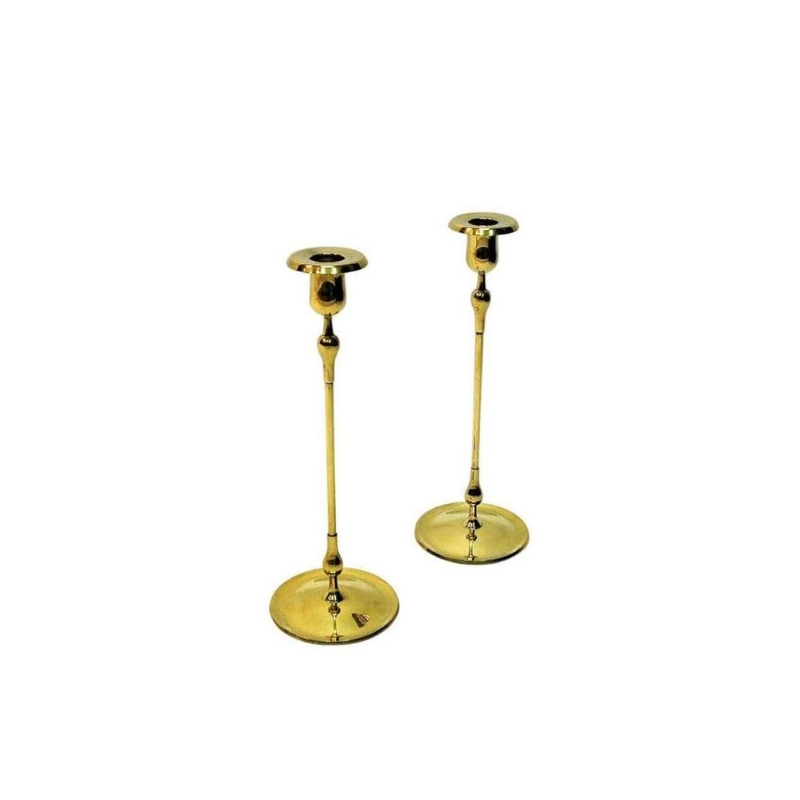 Brass candlestick pair by Gunnar Ander, Ystad Metall Sweden 1950s