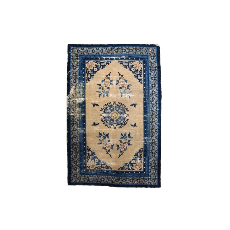 Handmade antique Peking Chinese rug 4.2′ x 6.3′ ( 128cm x 195cm ) 1920 – 1C275