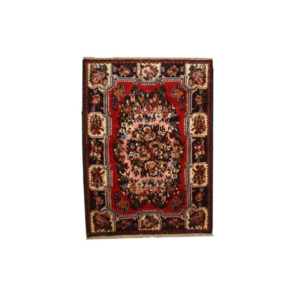 Handmade vintage Persian Bakhtiari rug 3.7' x 4.9' ( 114cm x 152cm ) 1970 - 1C315