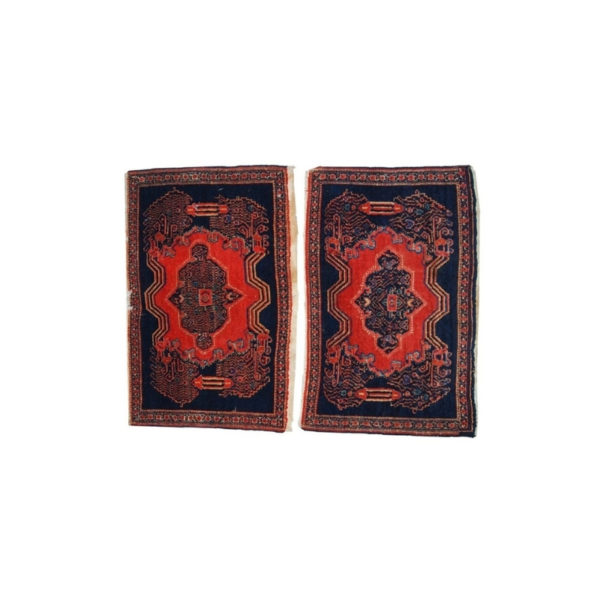Handmade antique Persian pair of Senneh rugs 1.7' x 2.6' ( 52cm x 80cm ) 1920s - 1C359