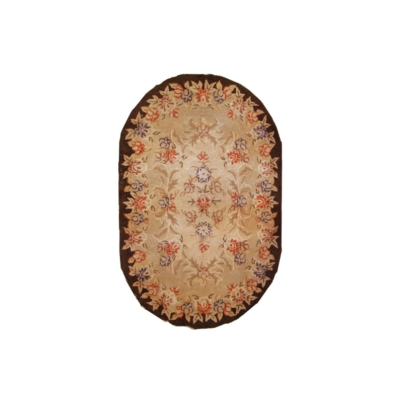 Handmade antique American hooked rug 2,8′ x 4,3′ ( 83cm x 131cm ) 1930 – 1C32