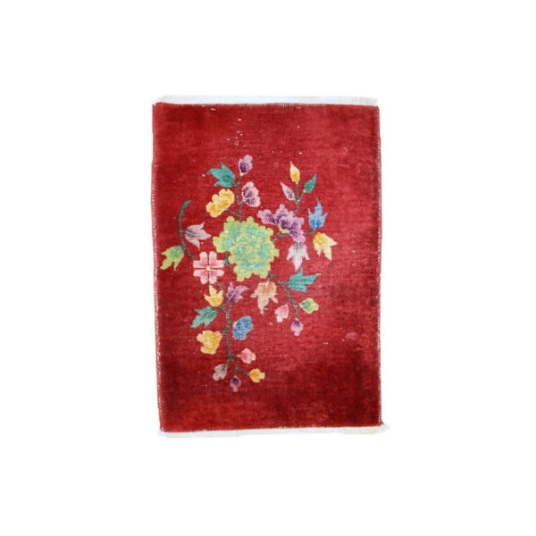 Handmade antique art deco Chinese rug 2' x 2,9' ( 61cm x 91cm) 1920s - 1C331