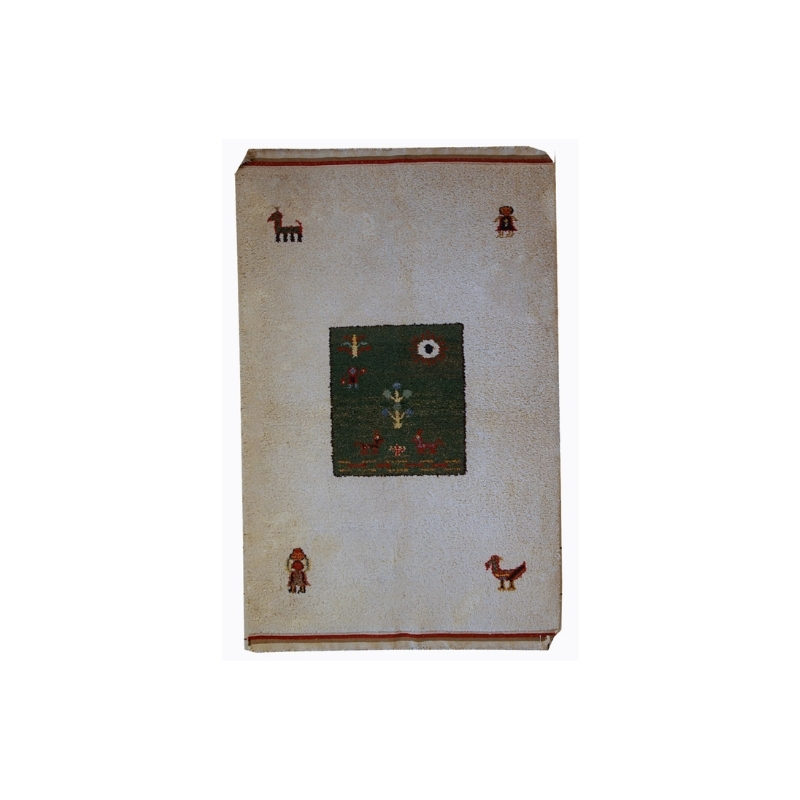 Handmade vintage Persian Gabbeh rug 4.6′ x 7′ ( 140cm x 215cm ) 1960 – 1C344