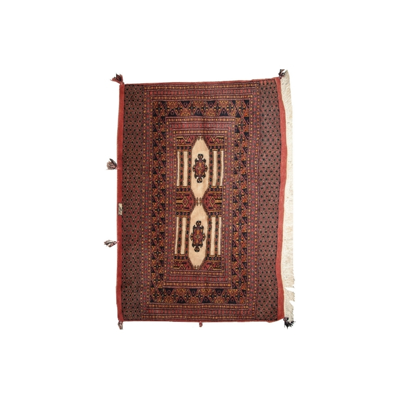 Handmade vintage Turkmen rug 2.8′ x 4′ ( 87cm x 123cm ) 1950s – 1C232
