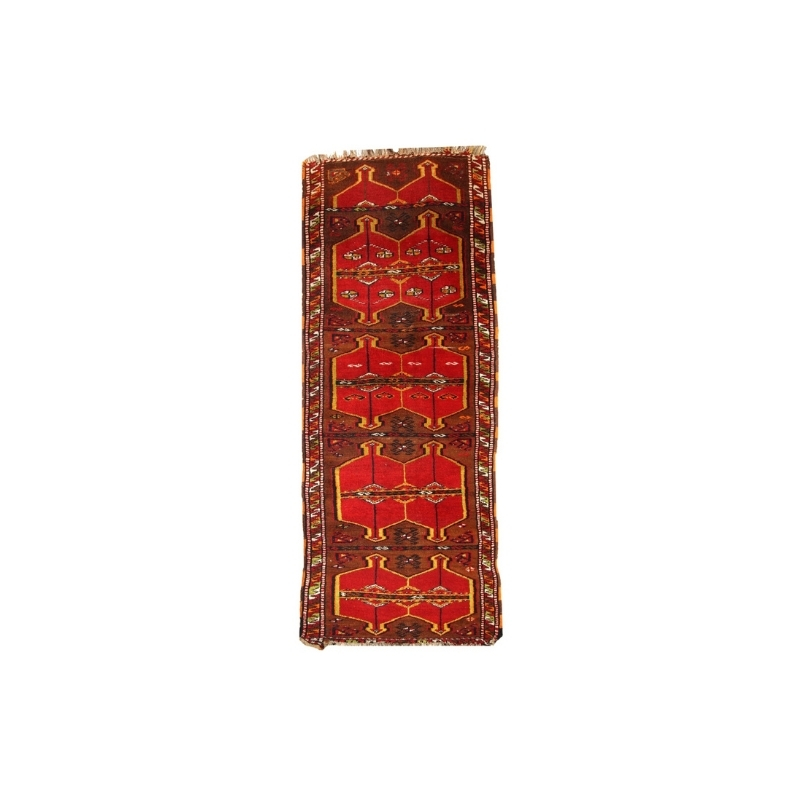 Hand made antique collectible Turkish Yastik rug 2.5′ x 6.2′ ( 76cm x 190cm ) 1920 1C283