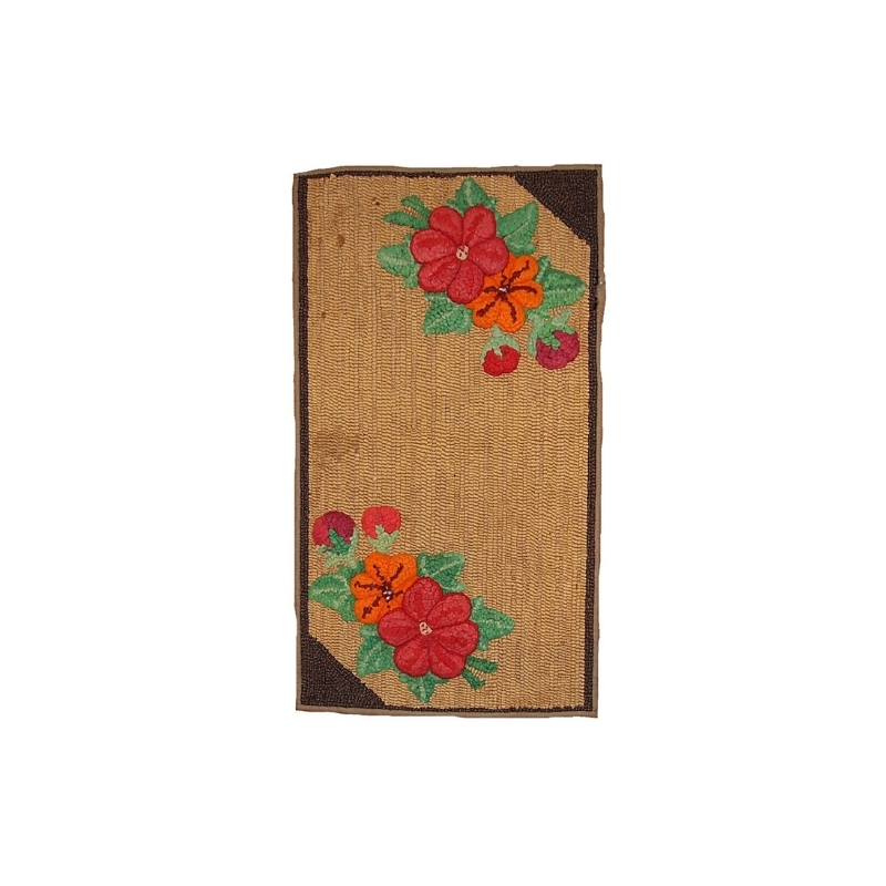 Handmade antique American hooked rug 2′ x 3′ ( 61cm x 91cm ) 1920s – 1C121
