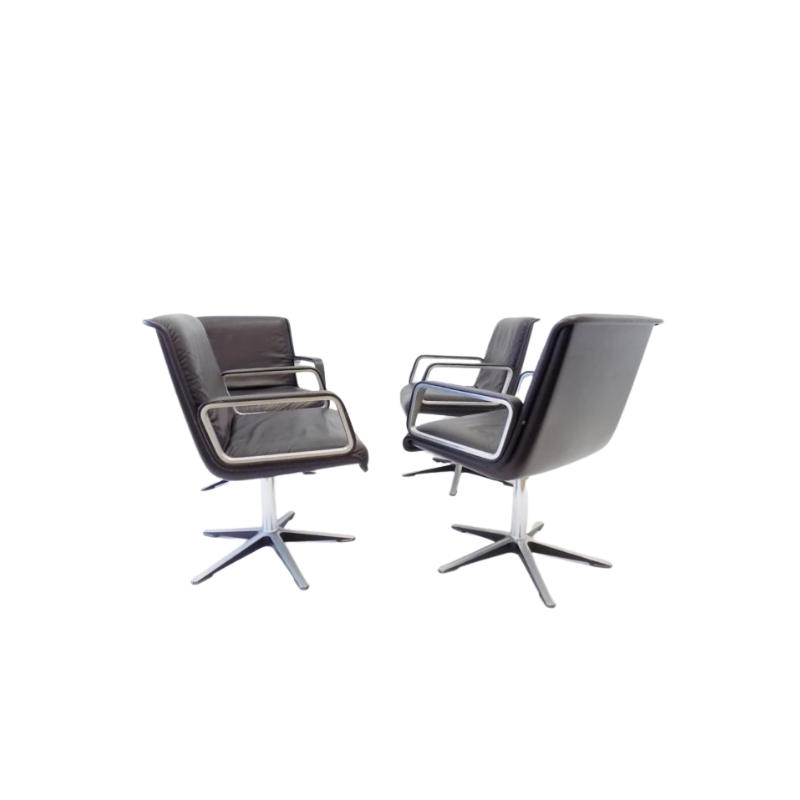Wilkhahn Delta 2000 set of 4 leather chairs by Delta Design