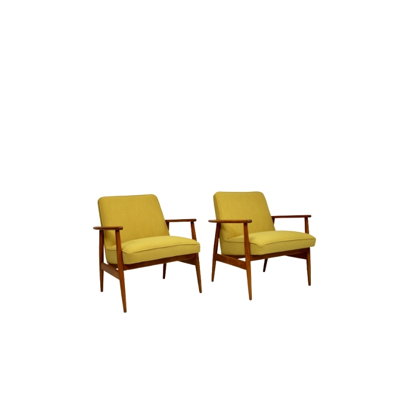 Pair of armchairs by Mr. Zieliński year 60 yellow fabric.