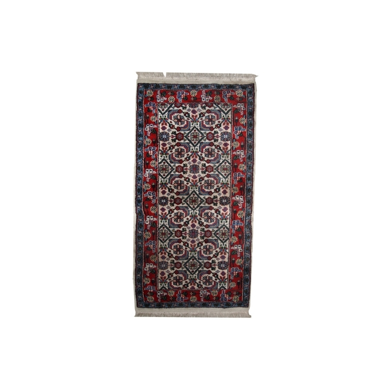 Handmade vintage Indian Agra rug 2.3′ x 4.5′ ( 70cm x 137cm ) 1970s – 1C377