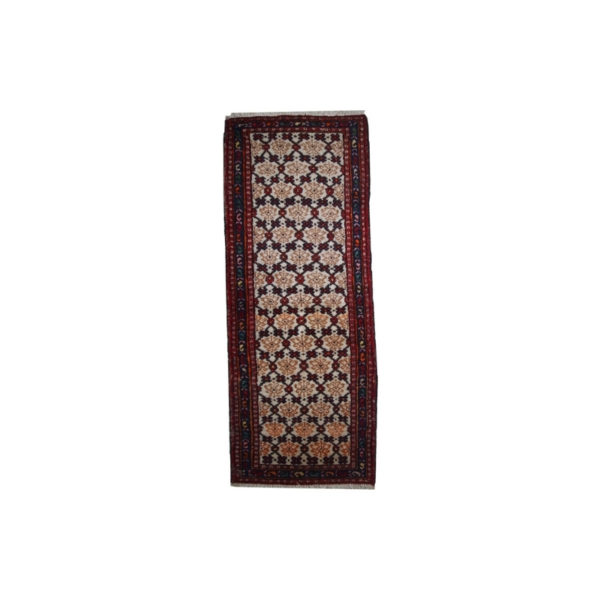 Handmade vintage Persian Hamadan runner 2.6' x 6.8' ( 80cm x 207cm ) 1960s - 1C378