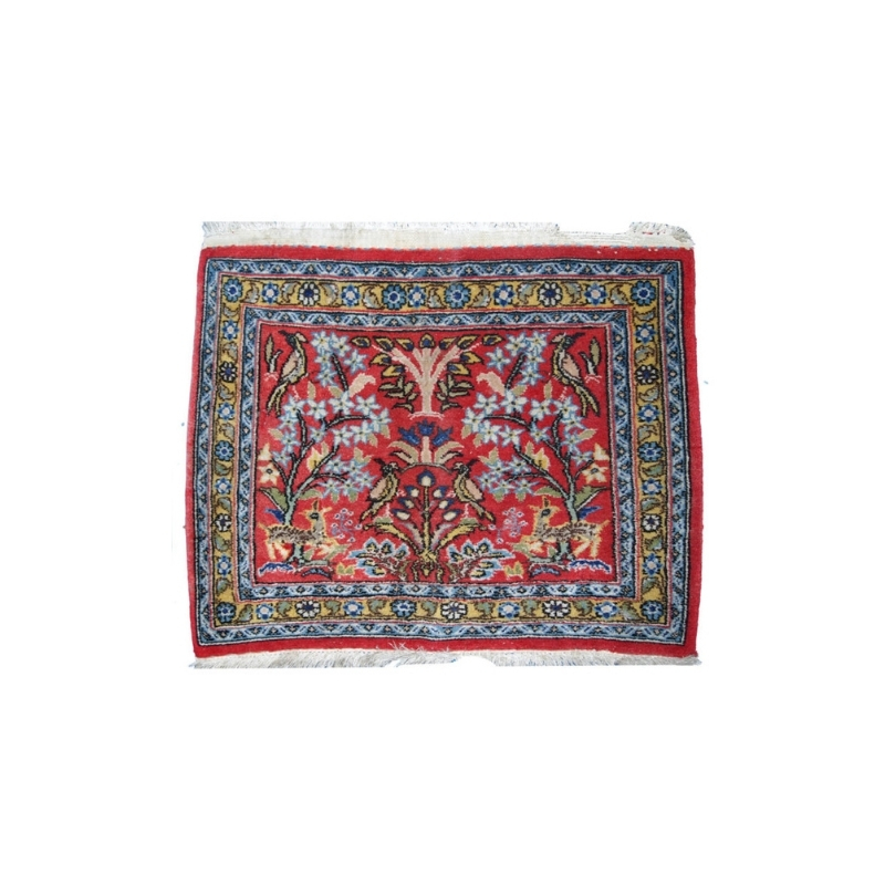 Handmade vintage Persian Tabriz mat 1.5′ x 1.7′ ( 46cm x 54cm ) 1950s – 1C383