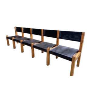 Unique Piece Pierre Chapo Leather and Elm Chapo Bench for Charlotte Perriand