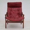 Scandinavian, relax armchair, original cherry-brown leather, 70s, teak Scandinavian, relax armchair, original cherry-brown leather, 70s, teak