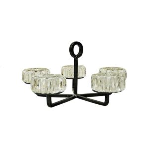 Crystal Glass and Iron Candleholder by Willy Johansson, Norway, 1970s