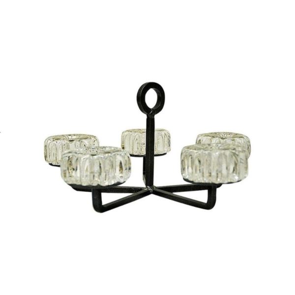 Crystal Glass and Iron Candleholder by Willy Johansson, Norway, 1970s