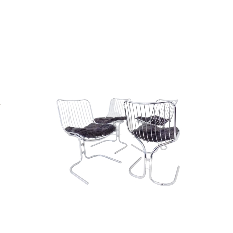 Rima set of 4 Radiofreccia chrome chairs by Gastone Rinaldi