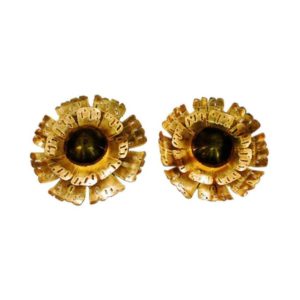 Danish pair of Brutalist Brass Flower wall lamps by Svend Aage Holm-Sørensen 1960s