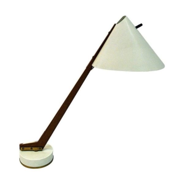 White metal and teak table lamp B54, Hans Agne Jakobsson 1950s Sweden