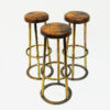 Vintage Brass and leather barstools set of three Scandinavian1950s