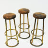 Vintage Brass and leather barstools set of three Scandinavian1950s