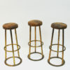 Vintage Brass and leather barstools set of three Scandinavian1950s