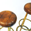 Vintage Brass and leather barstools set of three Scandinavian1950s