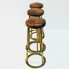 Vintage Brass and leather barstools set of three Scandinavian1950s