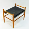 Black leather and teak footstool by Gillis Lundgren for Ikea 1960s Sweden Black leather and teak footstool by Gillis Lundgren for Ikea 1960s Sweden